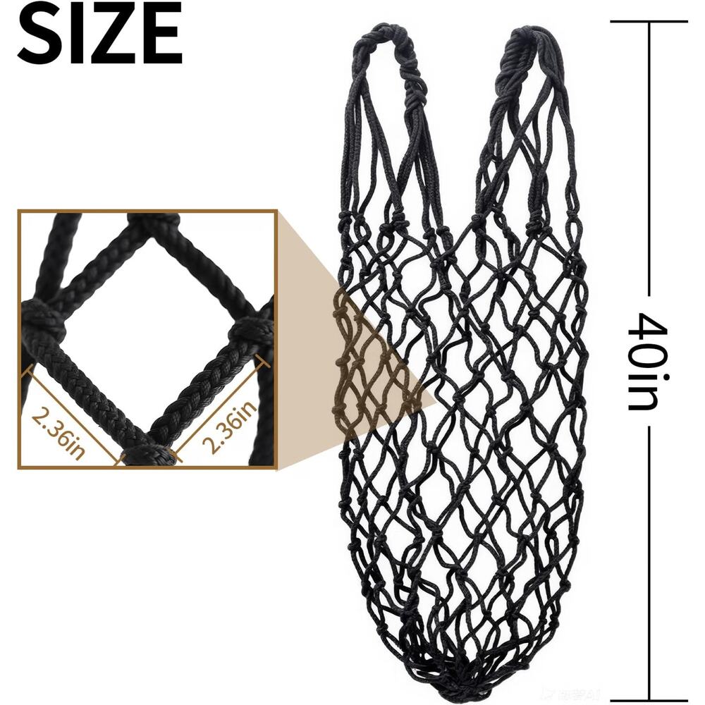 MJFSGYO 2 Pack 40" Slow Feed Horse Hay Nets Black Nylon Feeder Bags New - Picture 2 of 8